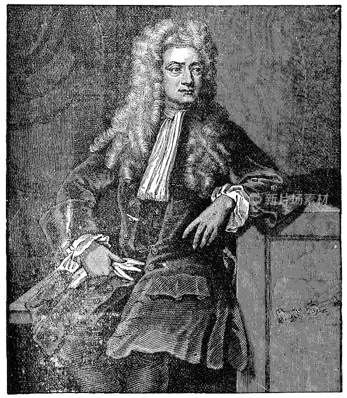 艾萨克・牛顿爵士的肖像戈弗雷・克奈勒爵士- 18世纪